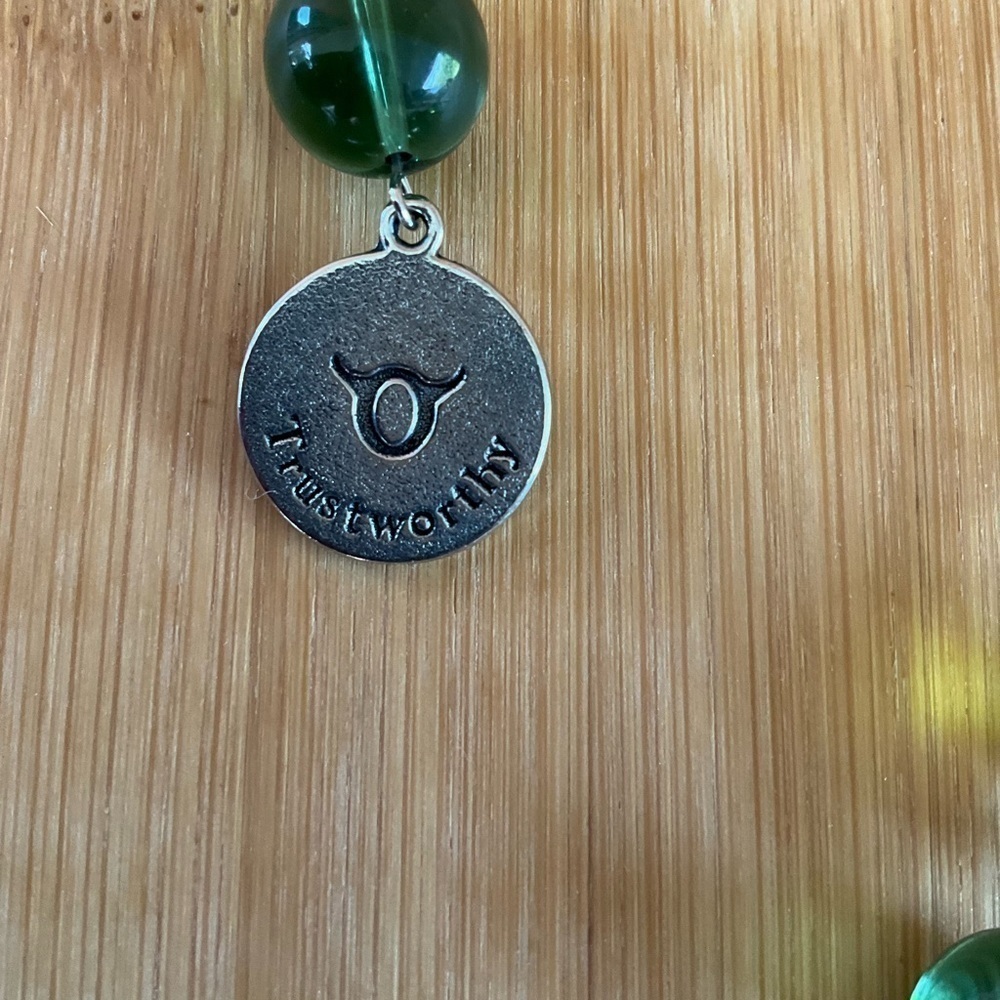 Hand Crafted Zodiac Earrings Taurus Charm Green Lime Beads Silver Heart Pierced - Picture 6 of 9